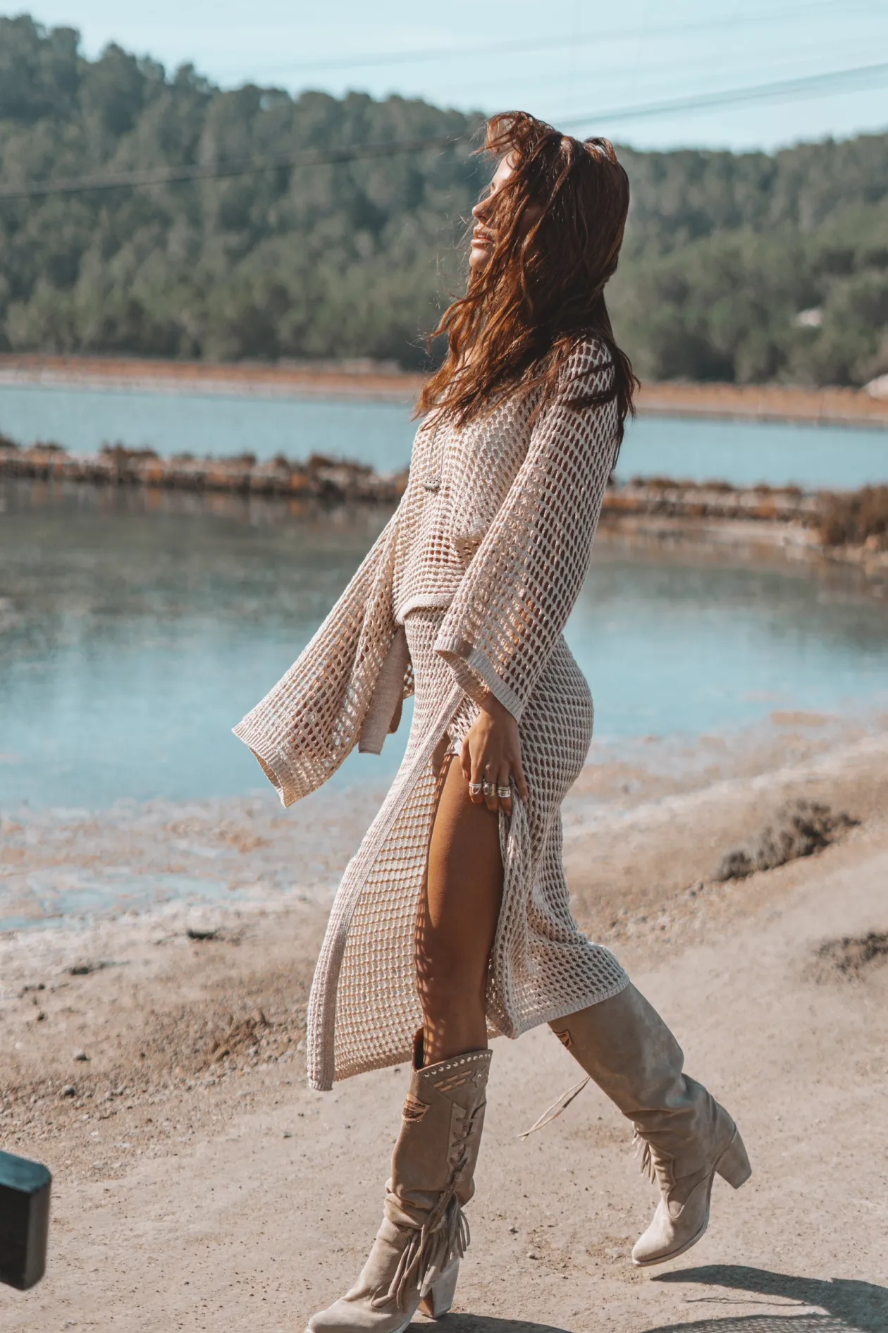 Ada Knitted Wrap Skirt Light Beige