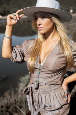 Alyssa wrap top Taupe