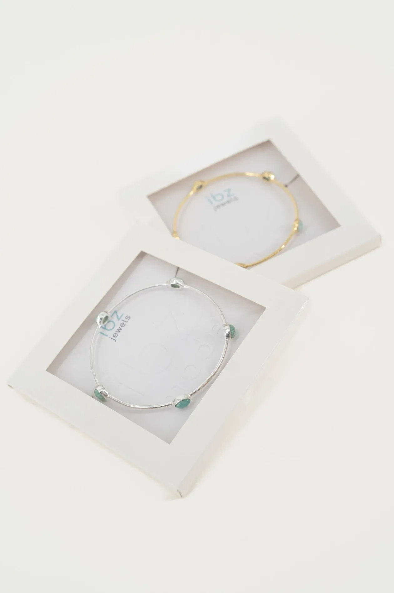 Bangle Bracelet Dots Gold Aqua