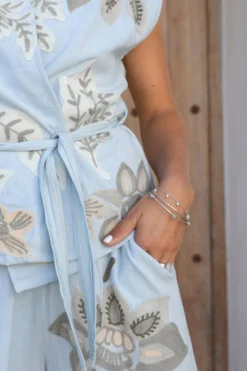 Bangle Bracelet Dots Silver Aqua