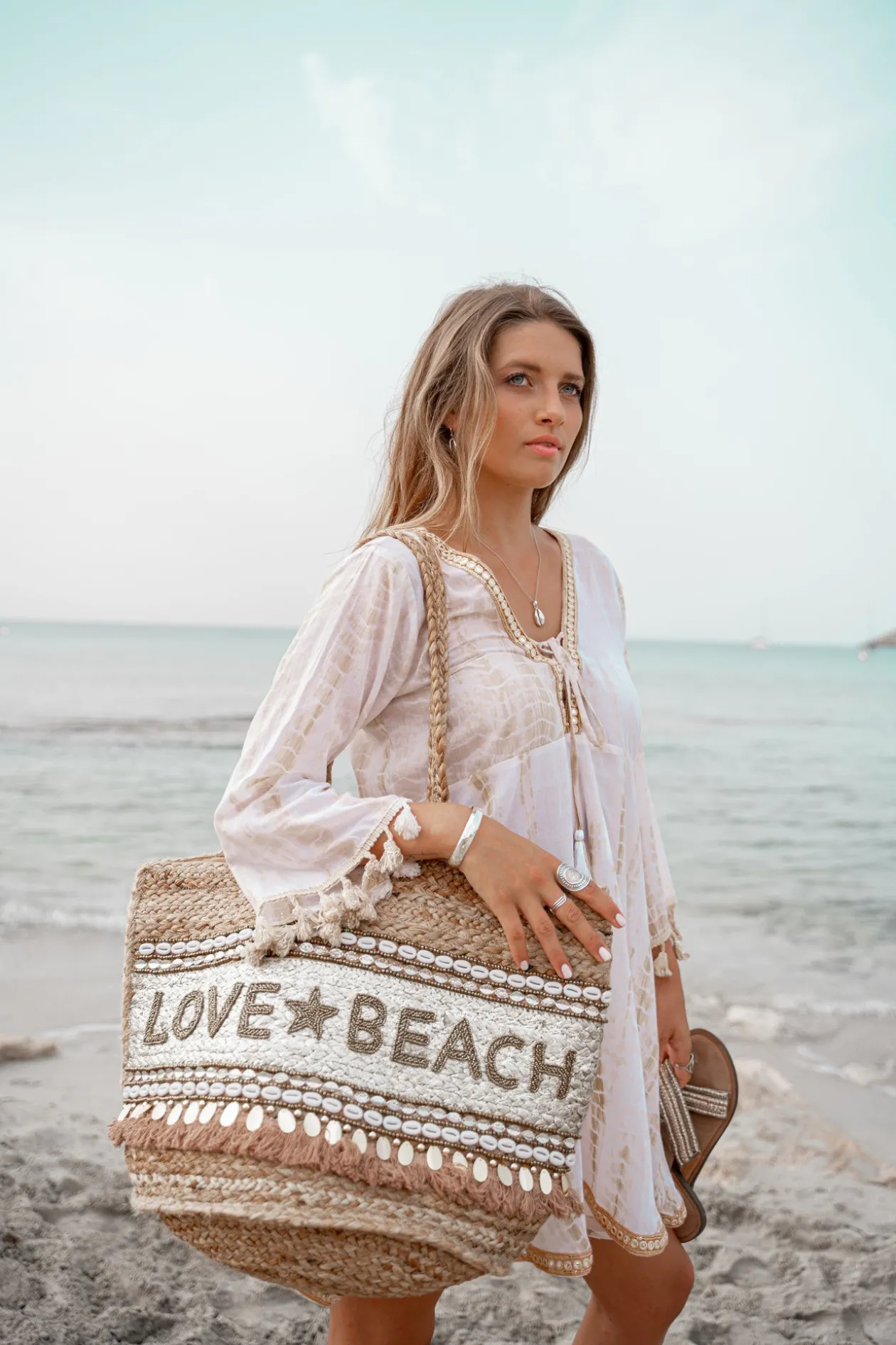 Beach Bag Love & Beach Gold/Aqua