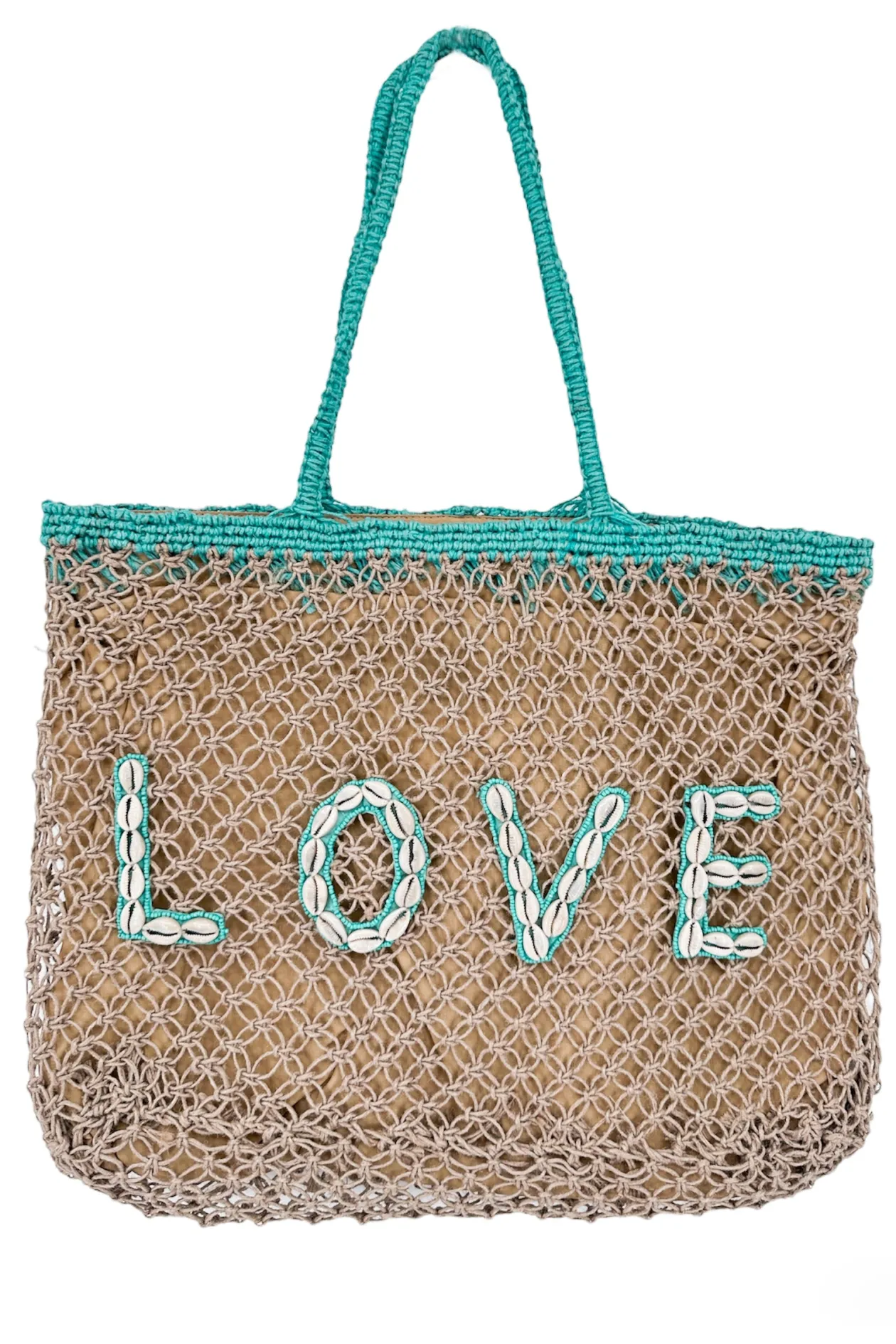 Beach Bag Seashell Love Aqua