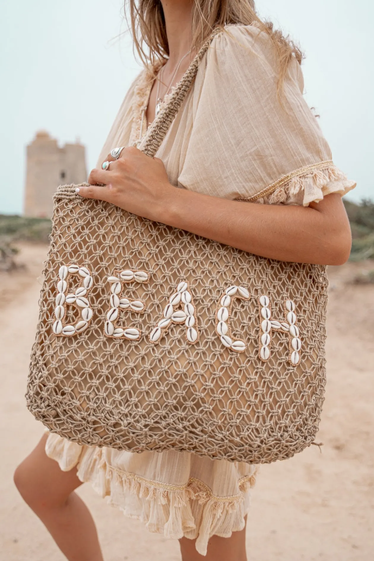 Beach Bag Seashell Off White Beach