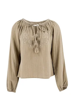 Blouse Corazon Embroidery Sand
