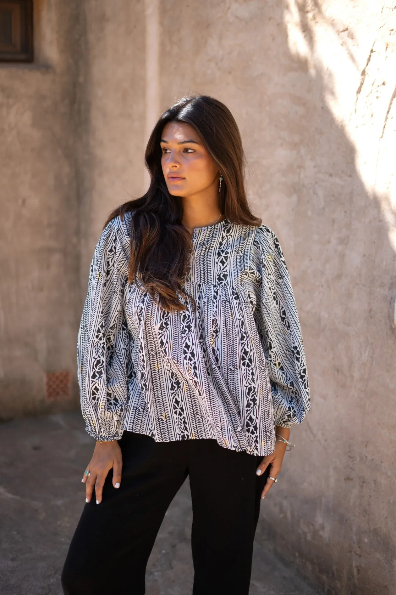 Blouse Corazon Print Black