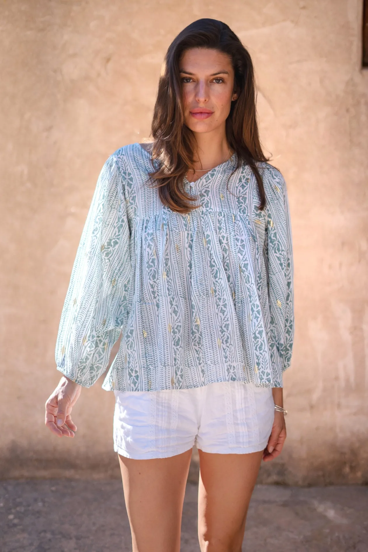 Blouse Corazon Print Stone Blue