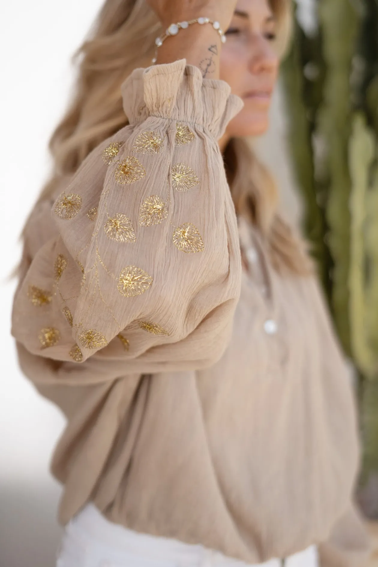 Blouse Danza Flores Light taupe