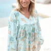 Blouse Kiki Flower Aqua