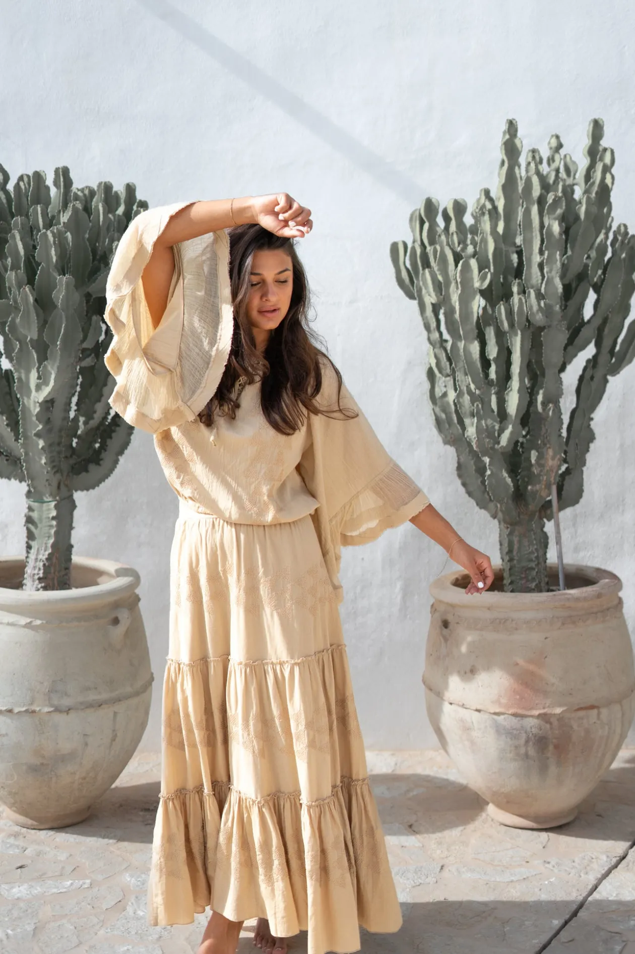 Blouse Yira Cuadros Sand