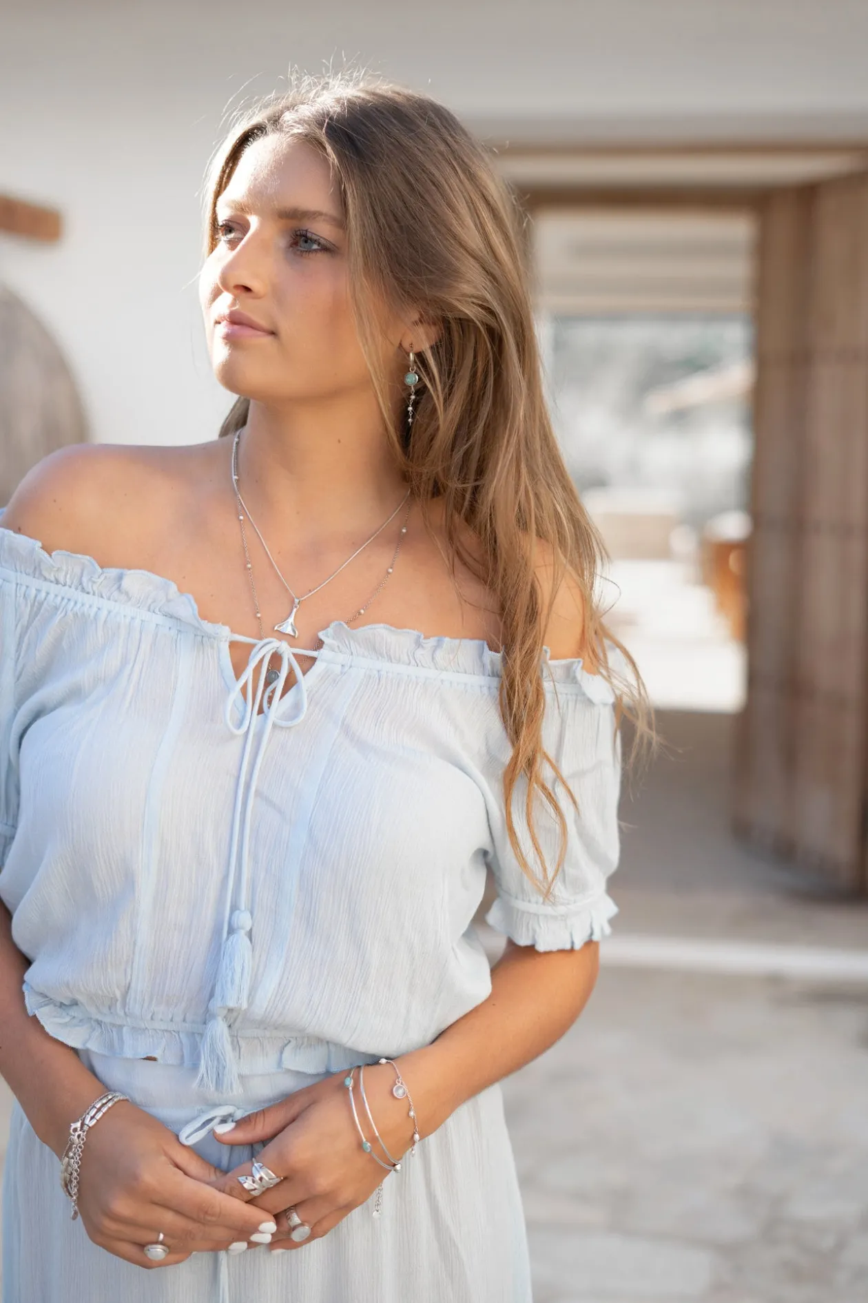 Crop Top Rabel Flower Pale blue