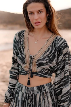 Cropped Top Emika Black Print