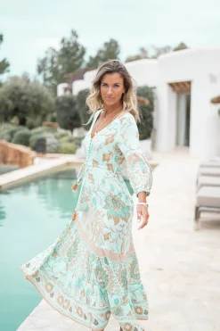 Dress Gloria Flower Aqua