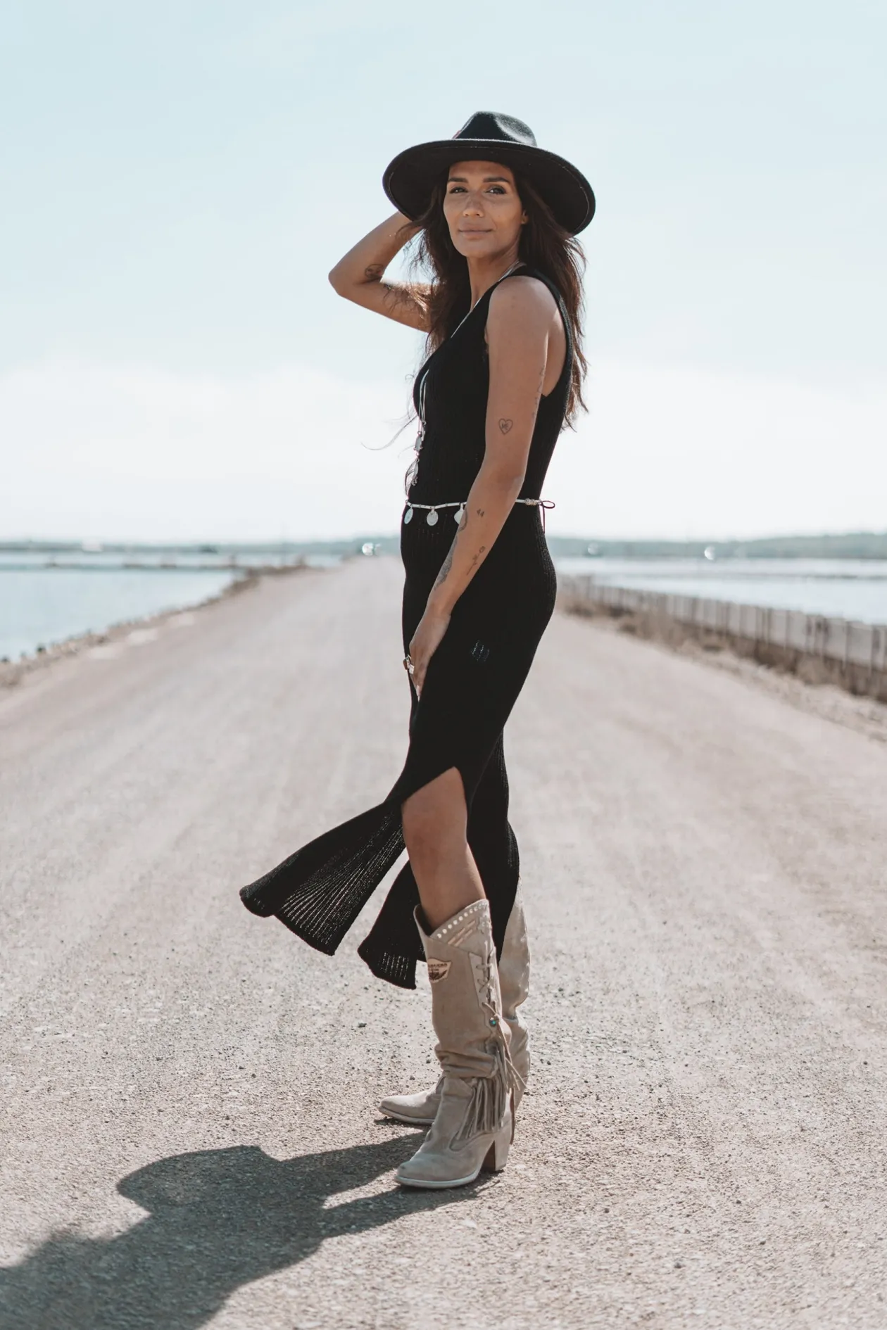 Felin Ajour Knitted Dress Black