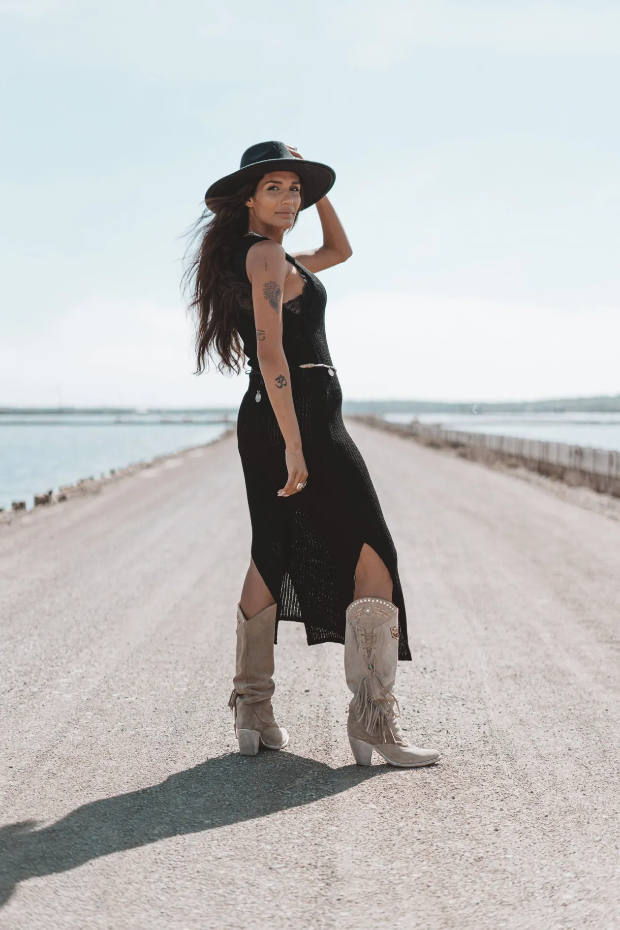 Felin Ajour Knitted Dress Black