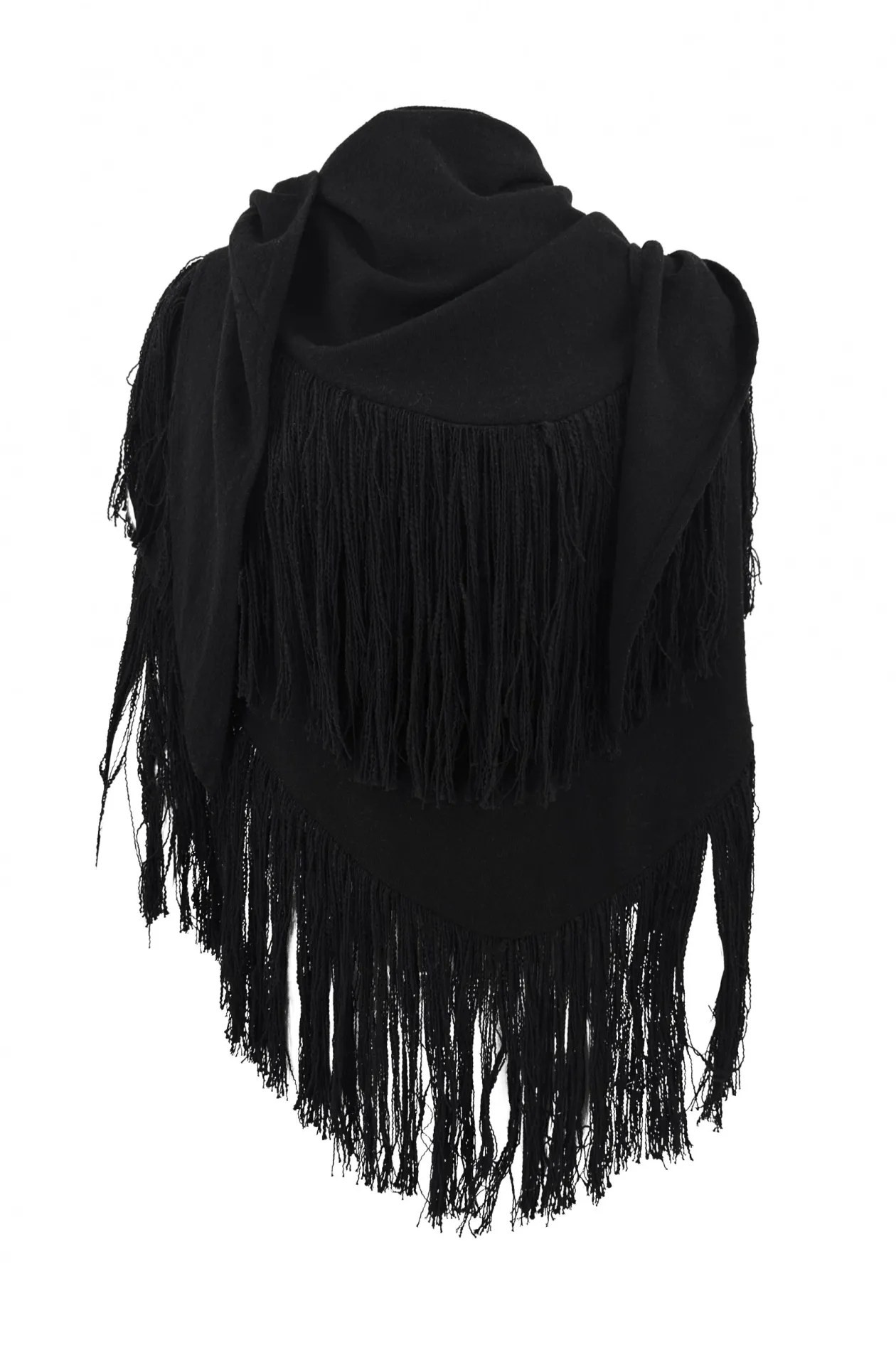 Fringe Scarf Flecos Black