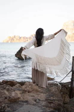 Fringe Scarf Flecos Ecru