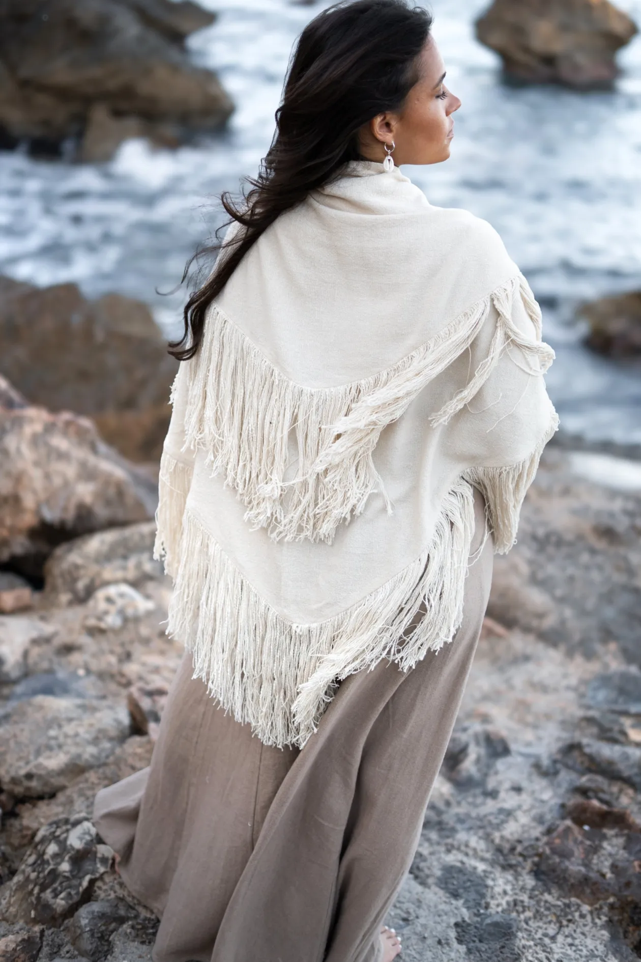 Fringe Scarf Flecos Ecru