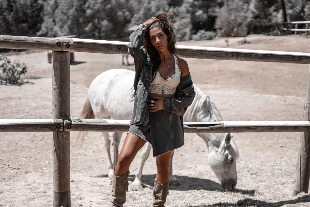 Gael Denim Skirt Stone Grey