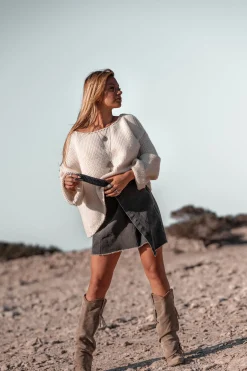 Gael Denim Skirt Stone Grey