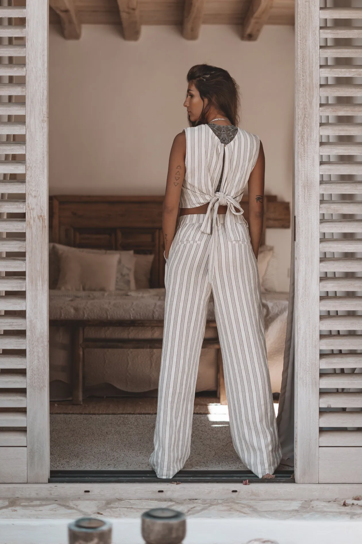 Ivy Striped Pants Stripe Beige/Black