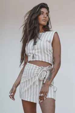 Ivy Striped Skort Stripe Beige/Black