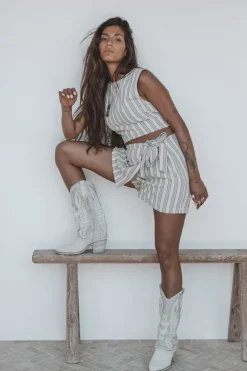 Ivy Striped Skort Stripe Beige/Black