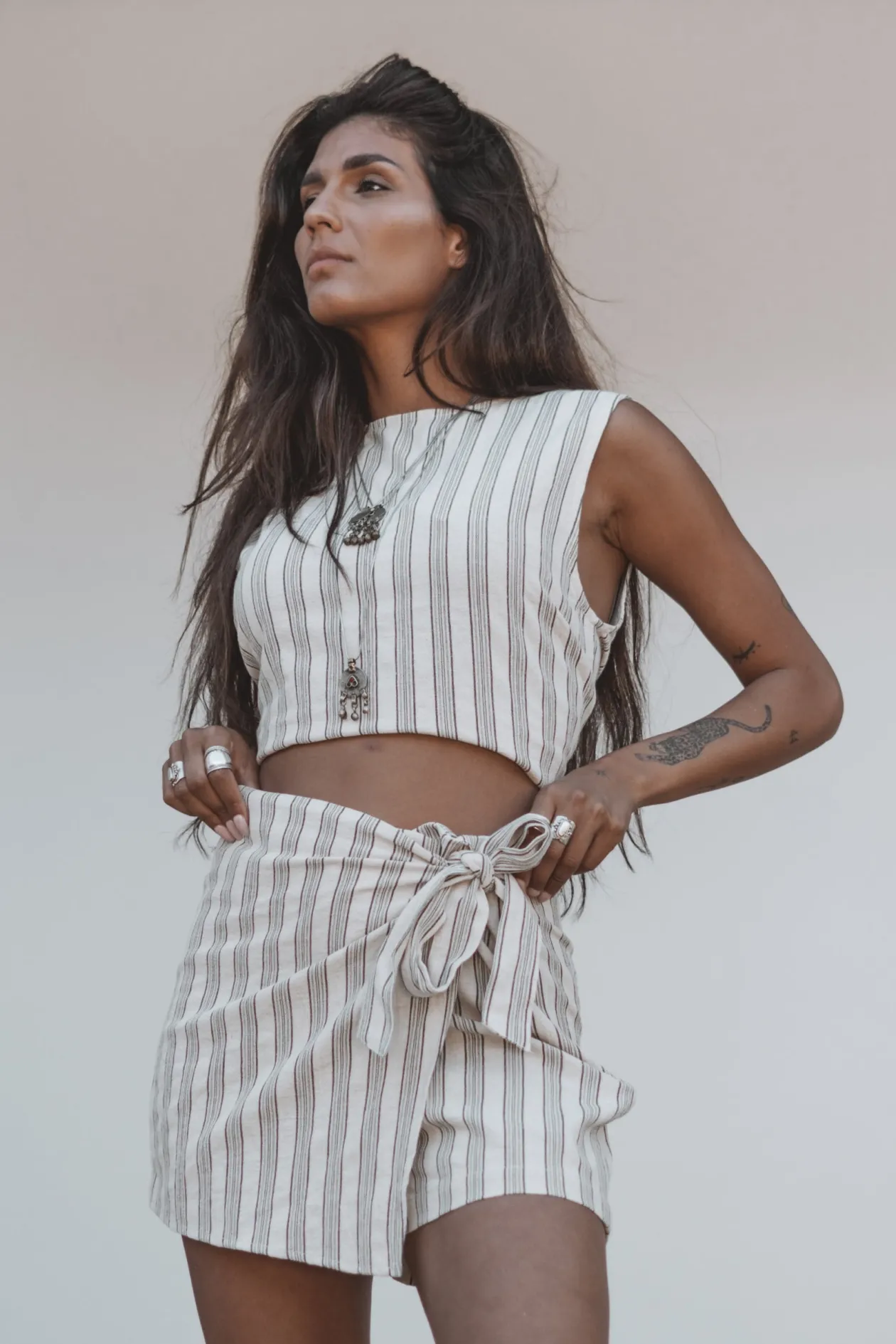Ivy Striped Top Stripe Beige/Black