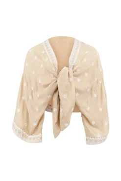 Kimono Shali Embroidery Sand