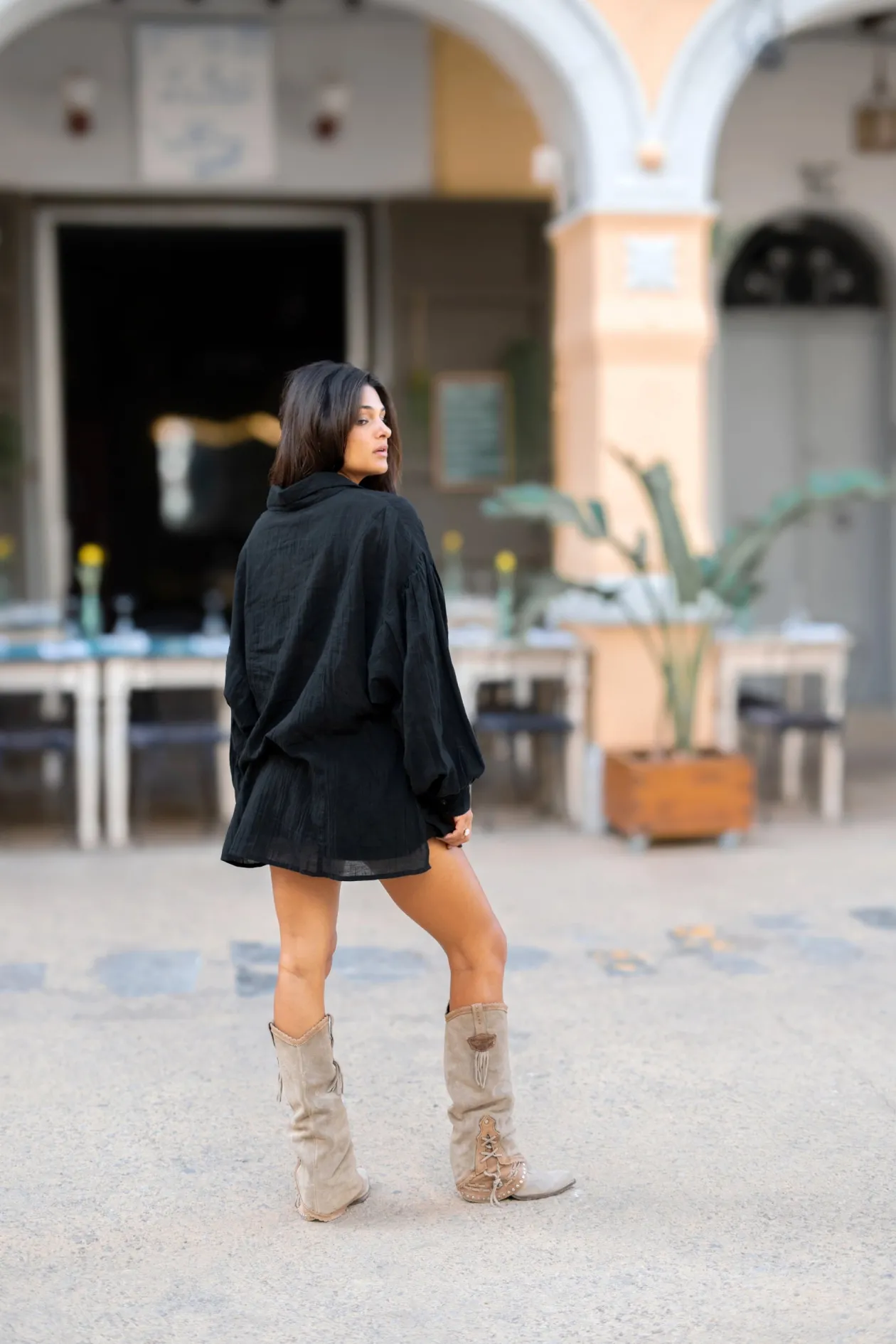 Long Blouse Sparkle Black
