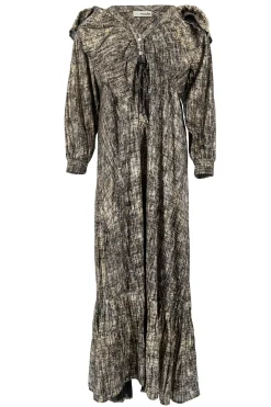 Long Dress Ruffle Sparkle Black Gold