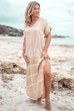 Long Kaftan Noa Tie Dye Sand/ Beige