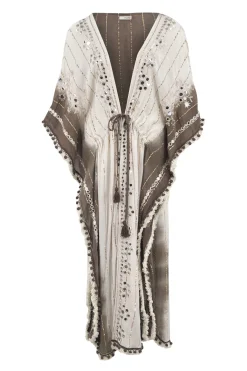 Long Kimono Aine Lurex Beige/Brown