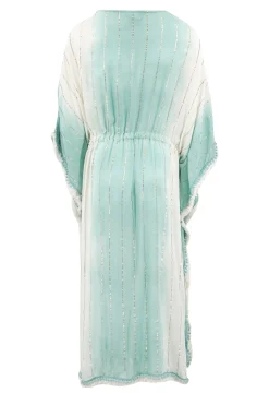 Long Kimono Aine Lurex White Aqua