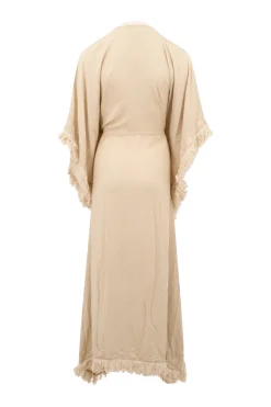 Long Kimono Fringe Sand/ Ecru Gold