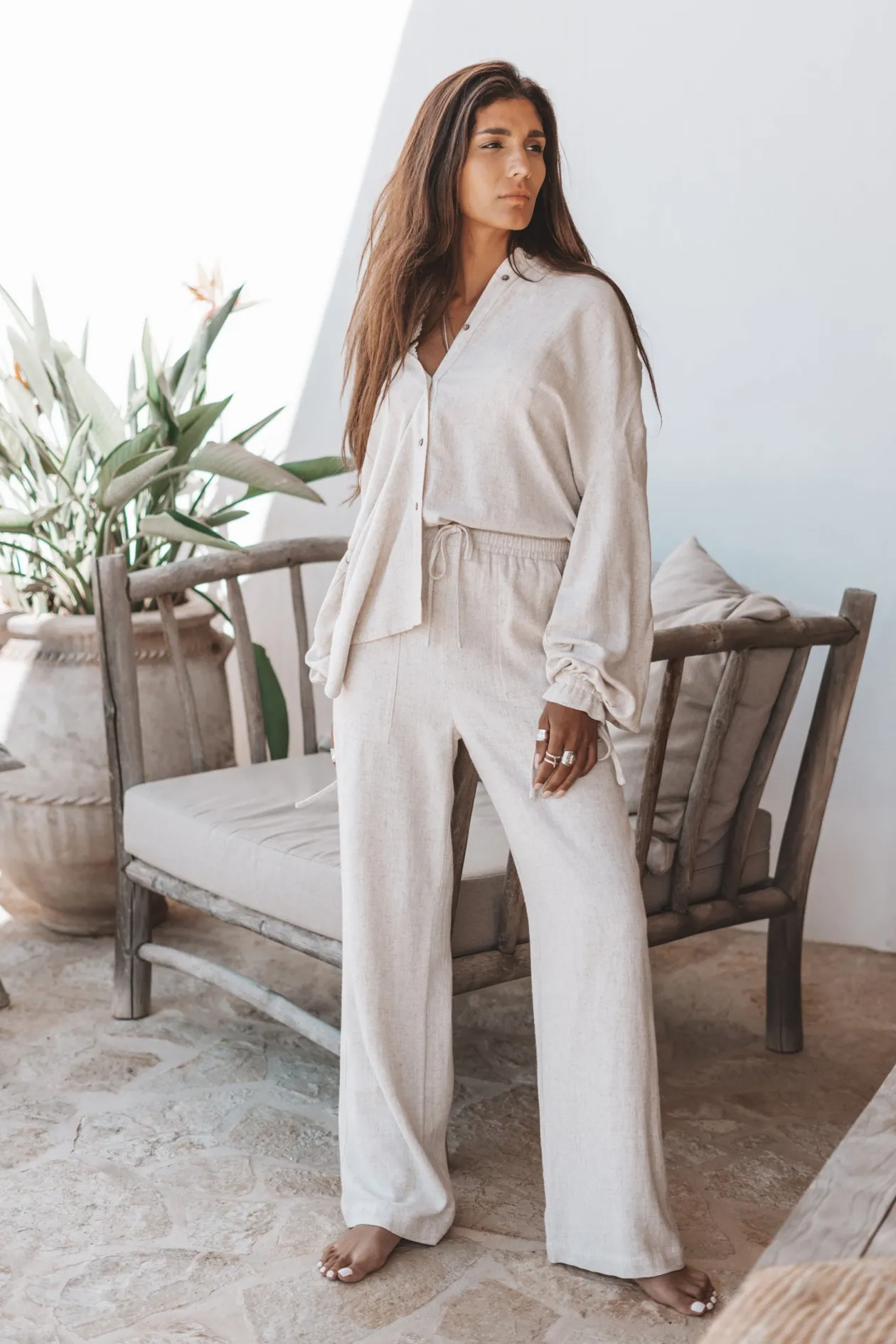 Lyana Linen Pants Light Beige