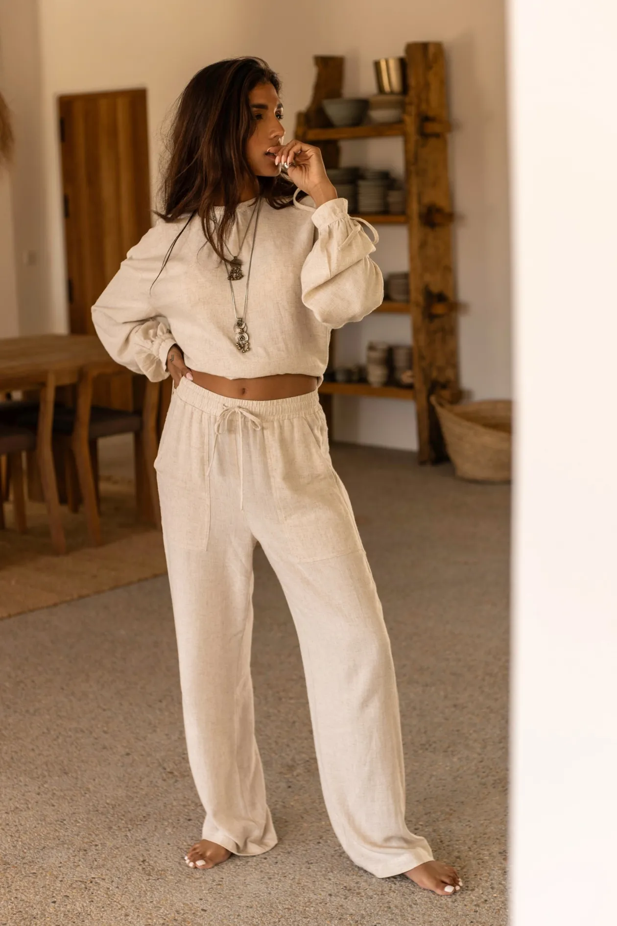 Lyana Linen Pants Light Beige