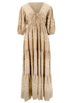 Maxi Dress Glorio Cuadros Taupe