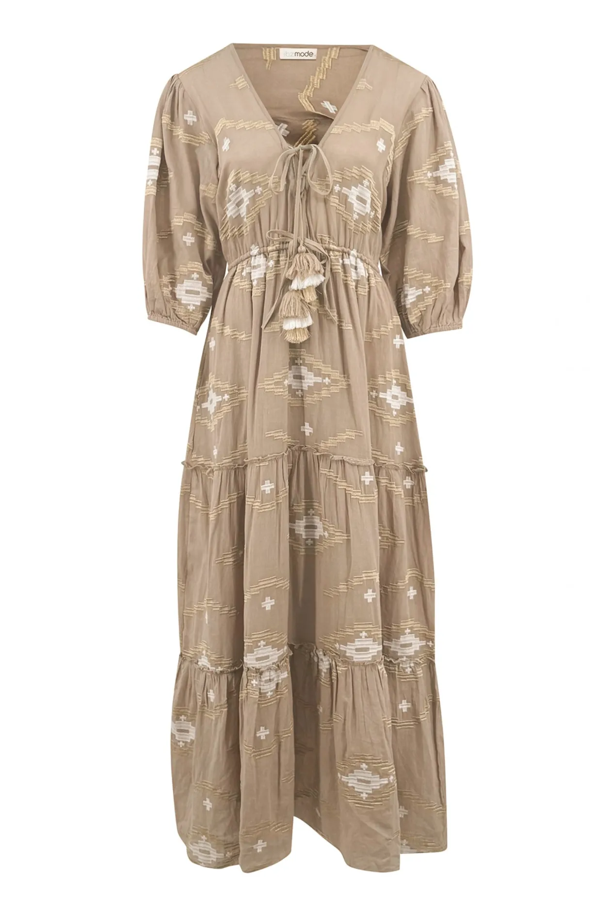 Maxi Dress Ida Ethnic Taupe Print