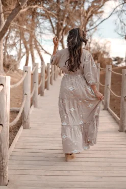Maxi Dress Ida Ethnic Taupe Print
