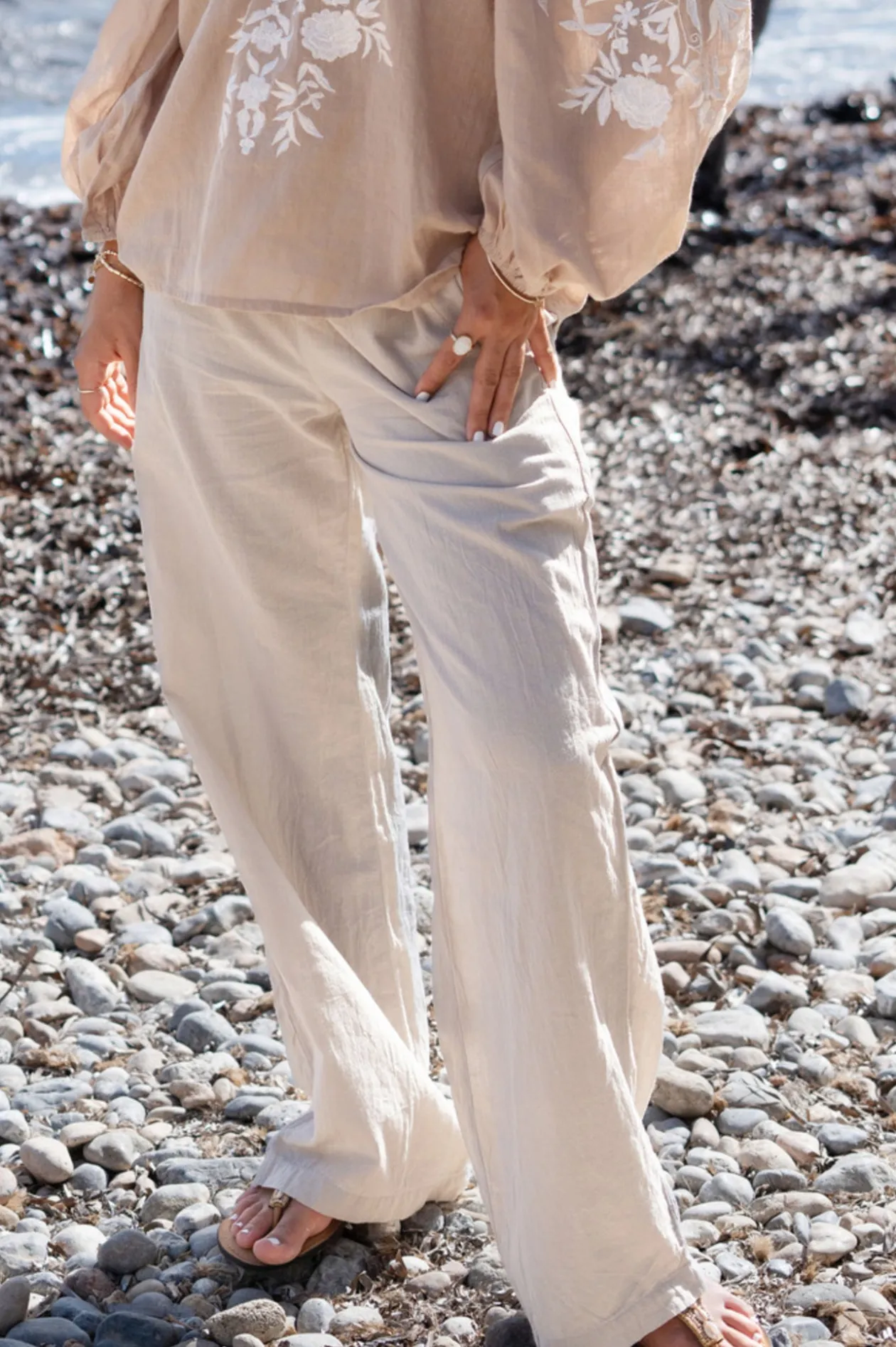 Pantalon Agar Bordado Light taupe