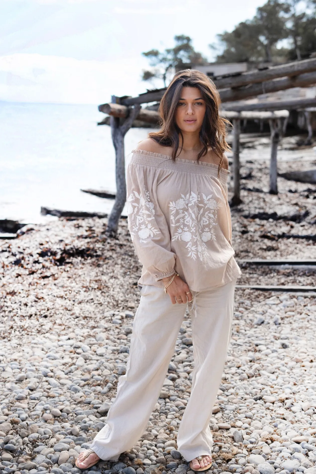 Pantalon Agar Bordado Light taupe