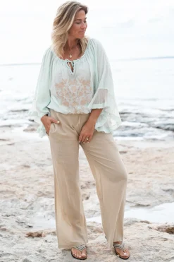 Pantalon Agar Bordado Sand