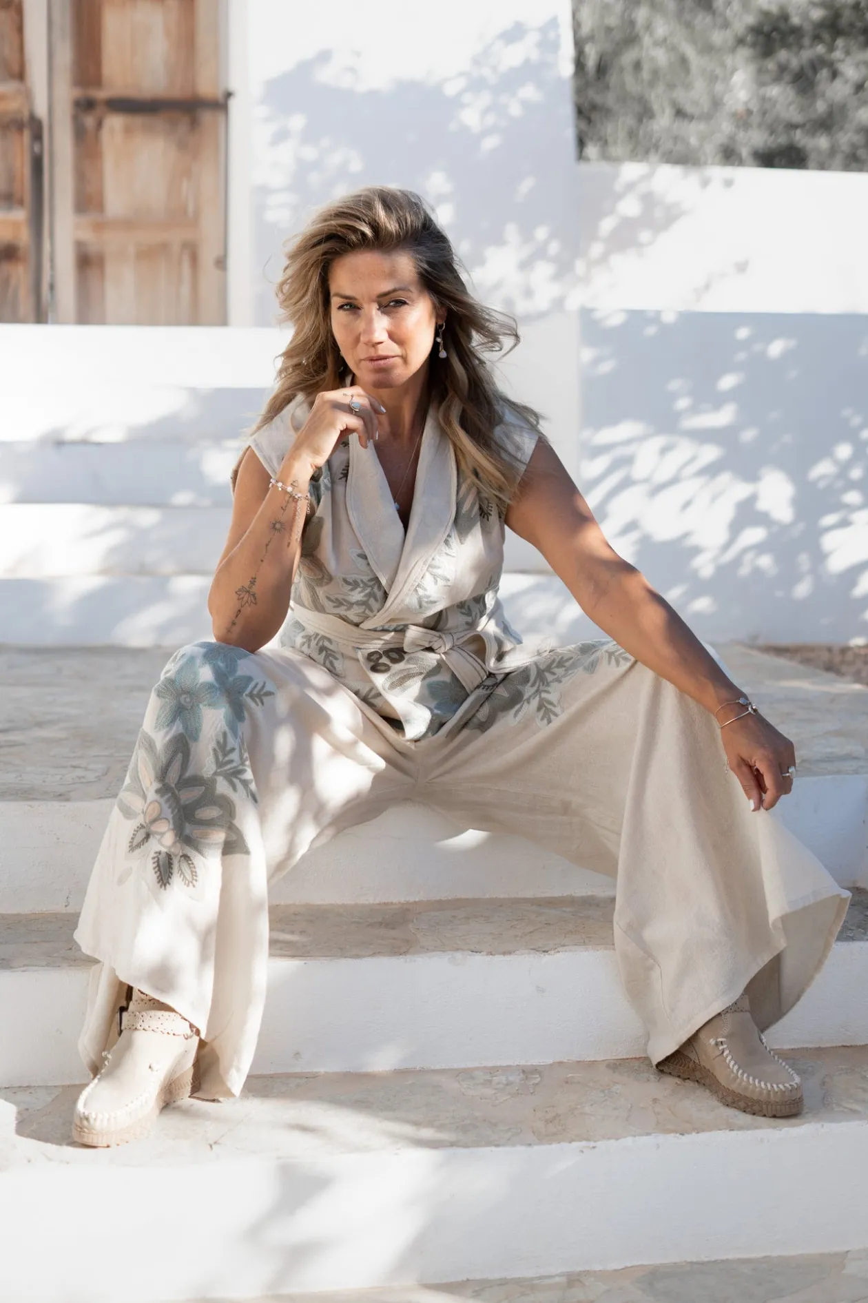 Pantalon Vena Floral Ivory