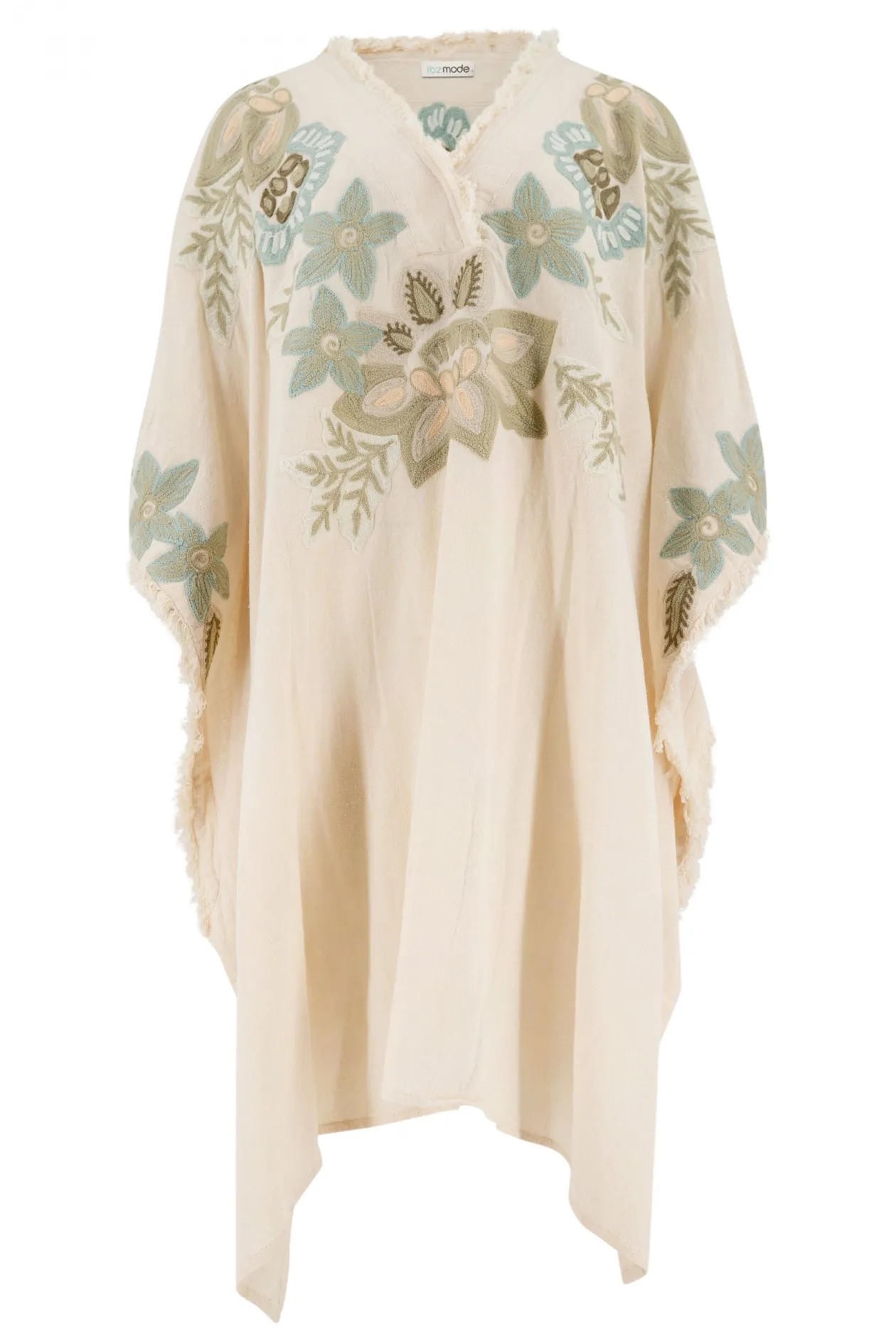 Poncho Alanza Floral Ivory