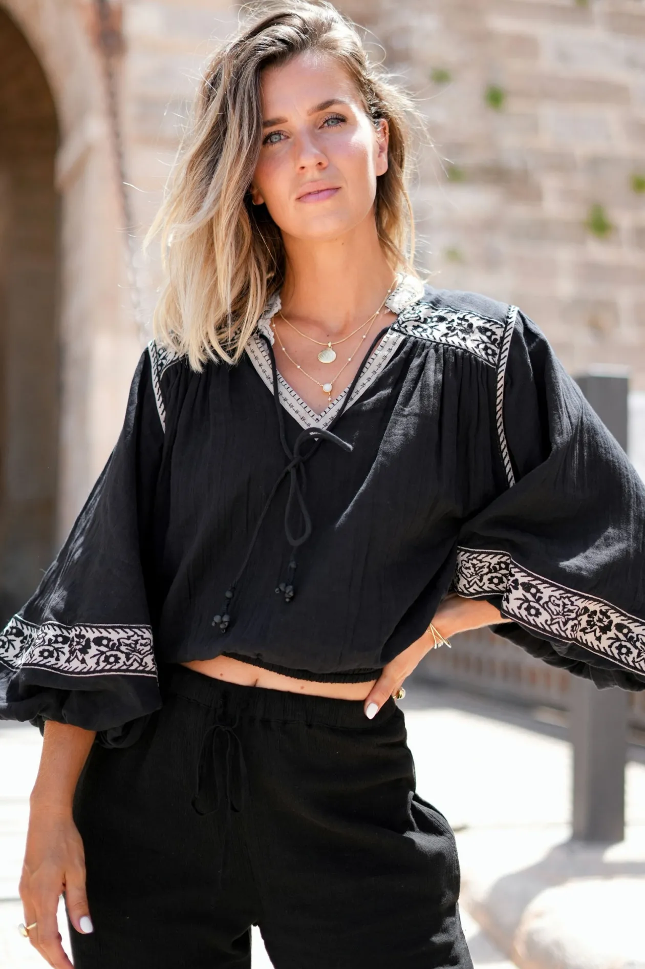 Puffsleeve Blouse Espanola Light Taupe
