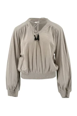 Puffsleeve Blouse Espanola Light Taupe Plain