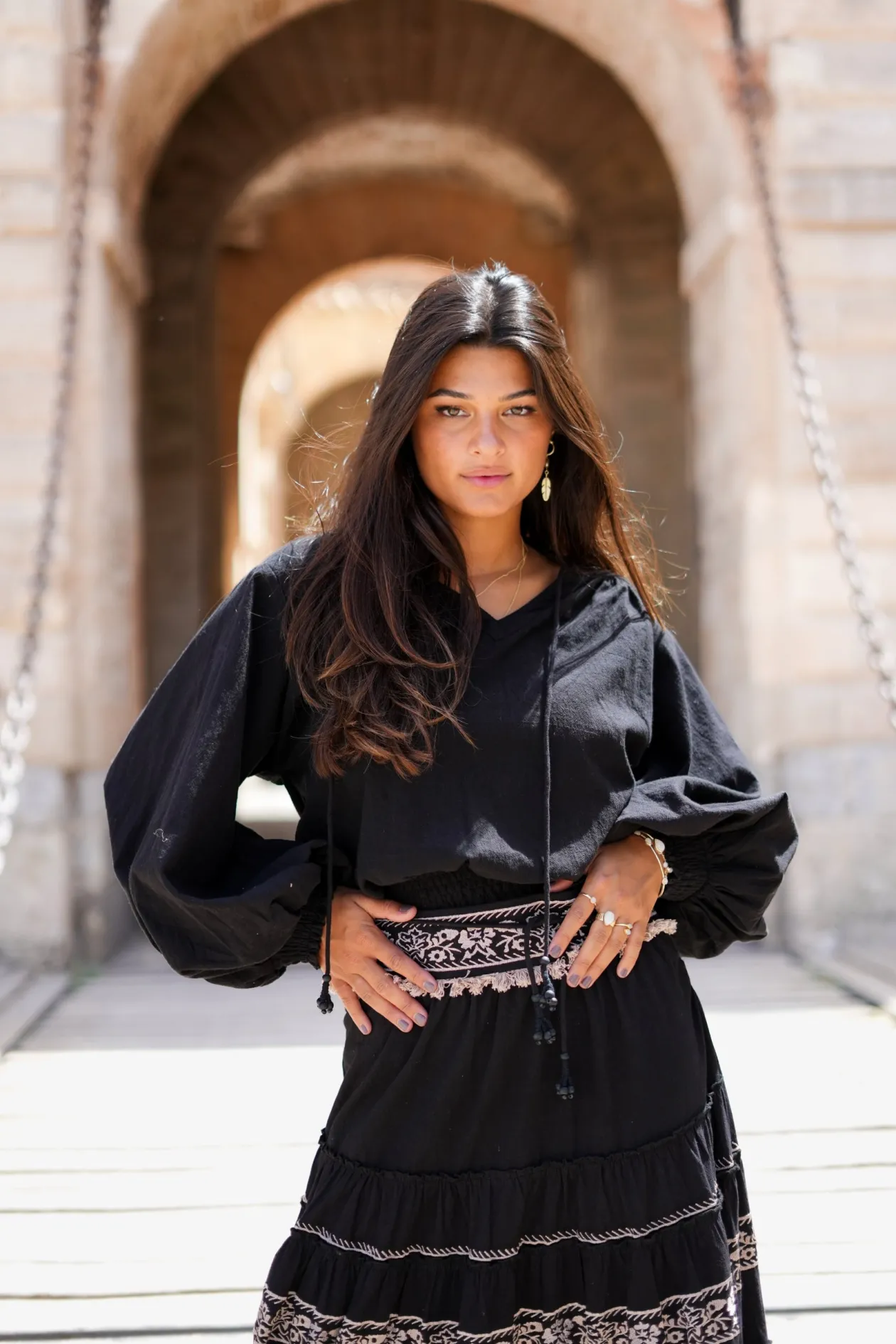 Puffsleeve Blouse Espanola Black Plain