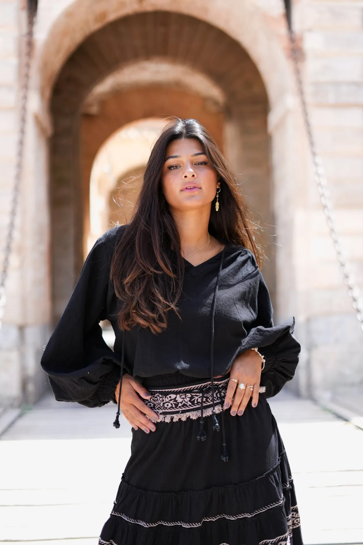 Puffsleeve Blouse Espanola Black Plain