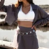 Seth cropped blouse Dark Taupe