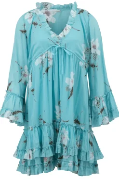 Short Dress Anna Bloom Turquoise